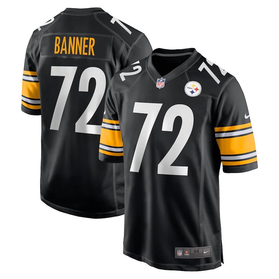 Men Pittsburgh Steelers 72 Zach Banner Nike Black Game NFL Jersey